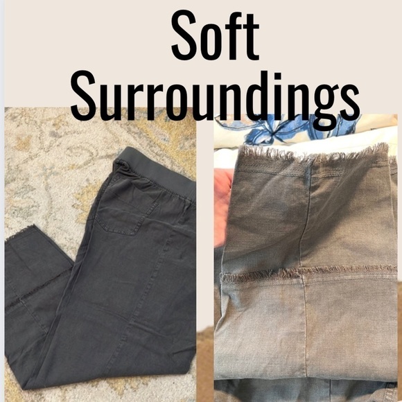 Soft Surroundings, Olive Pant, Fringed Bottom,Easy Pull-On w/Thick Band,Size MP - Picture 3 of 10